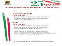 74Â°ANNIVERSARIO DELLA LIBERAZIONE - 25 APRILE 2019